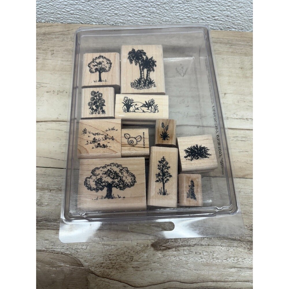 Vtg Stampin Up Luscious Landscape Wood Mounted Rubber Stamp Set Of 11